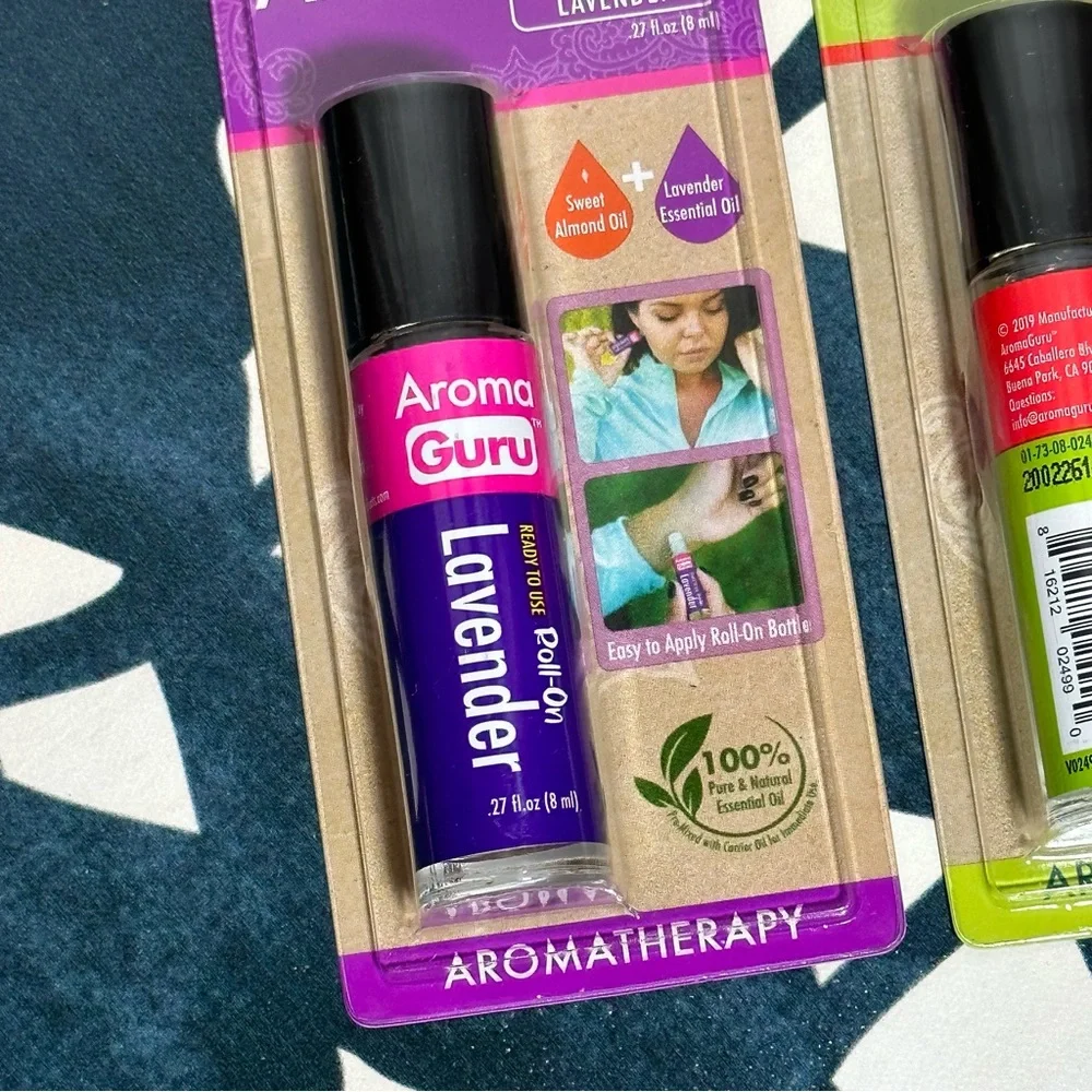 NEW AROMA GURU 2 - Roll On Tea Tree Oil & Lavender Essential Oil